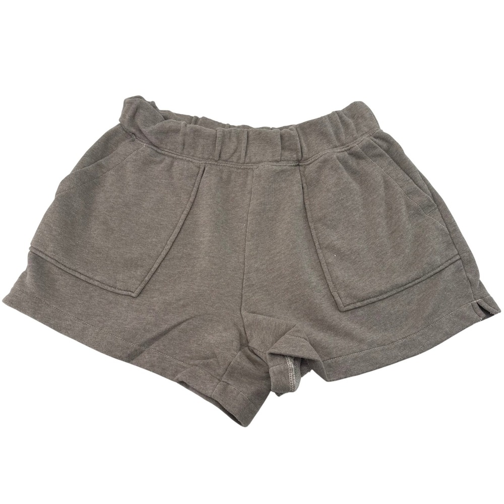 Aerie Women Heathered Taupe Fleece Sweat Shorts Elastic Waist Size Medium 5803